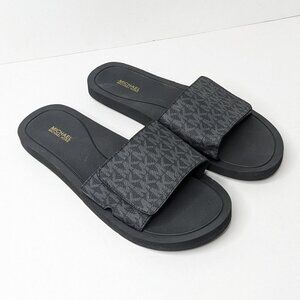 Michael Kors Wade Logo Slide Sandals, Black, Women's 10